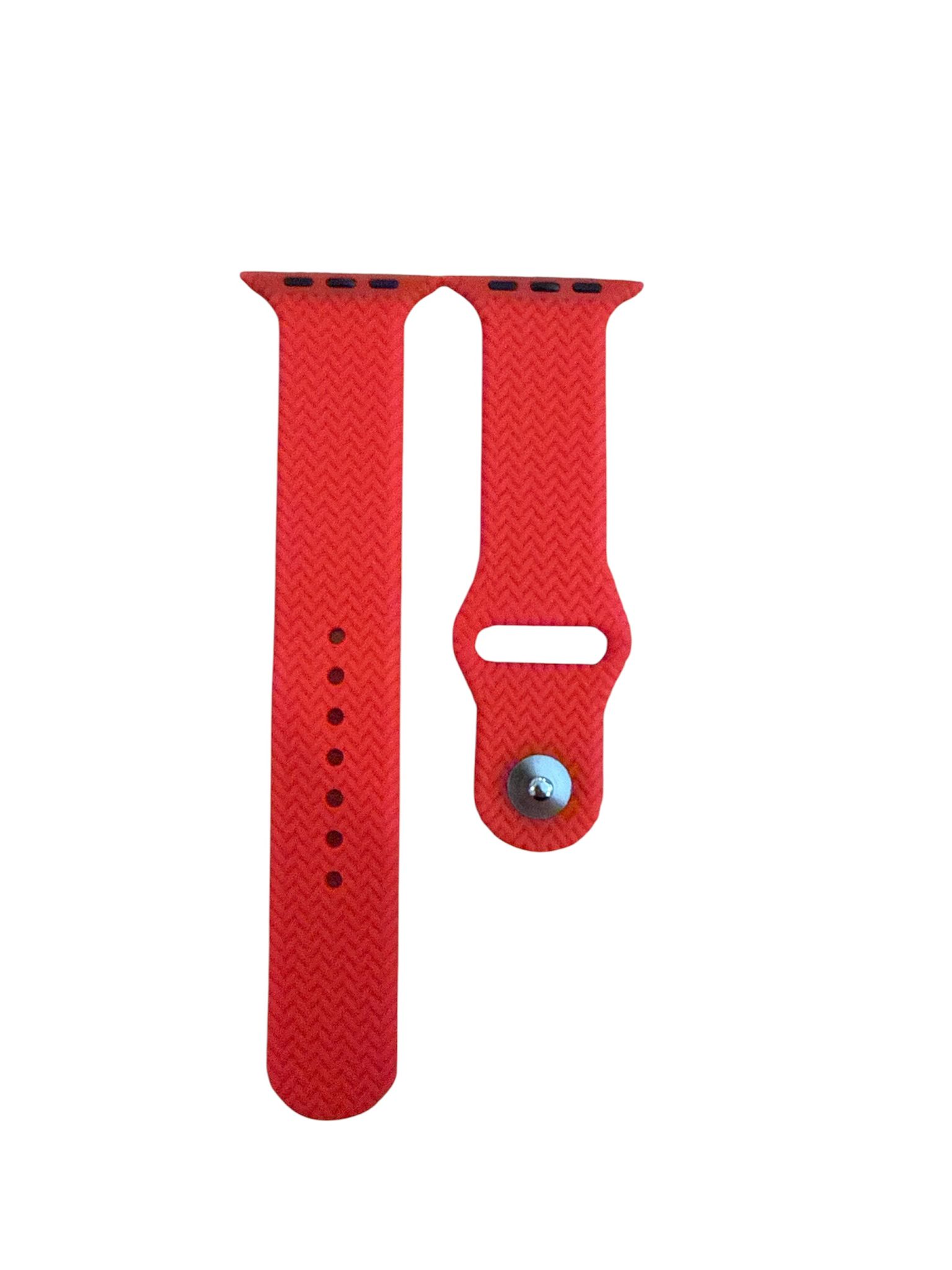ScHitec 42-49mm Yeni Nesil Apple Uyumlu Hasır Görünümlü Akıllı Saat Kordonu Silikon Kırmızı