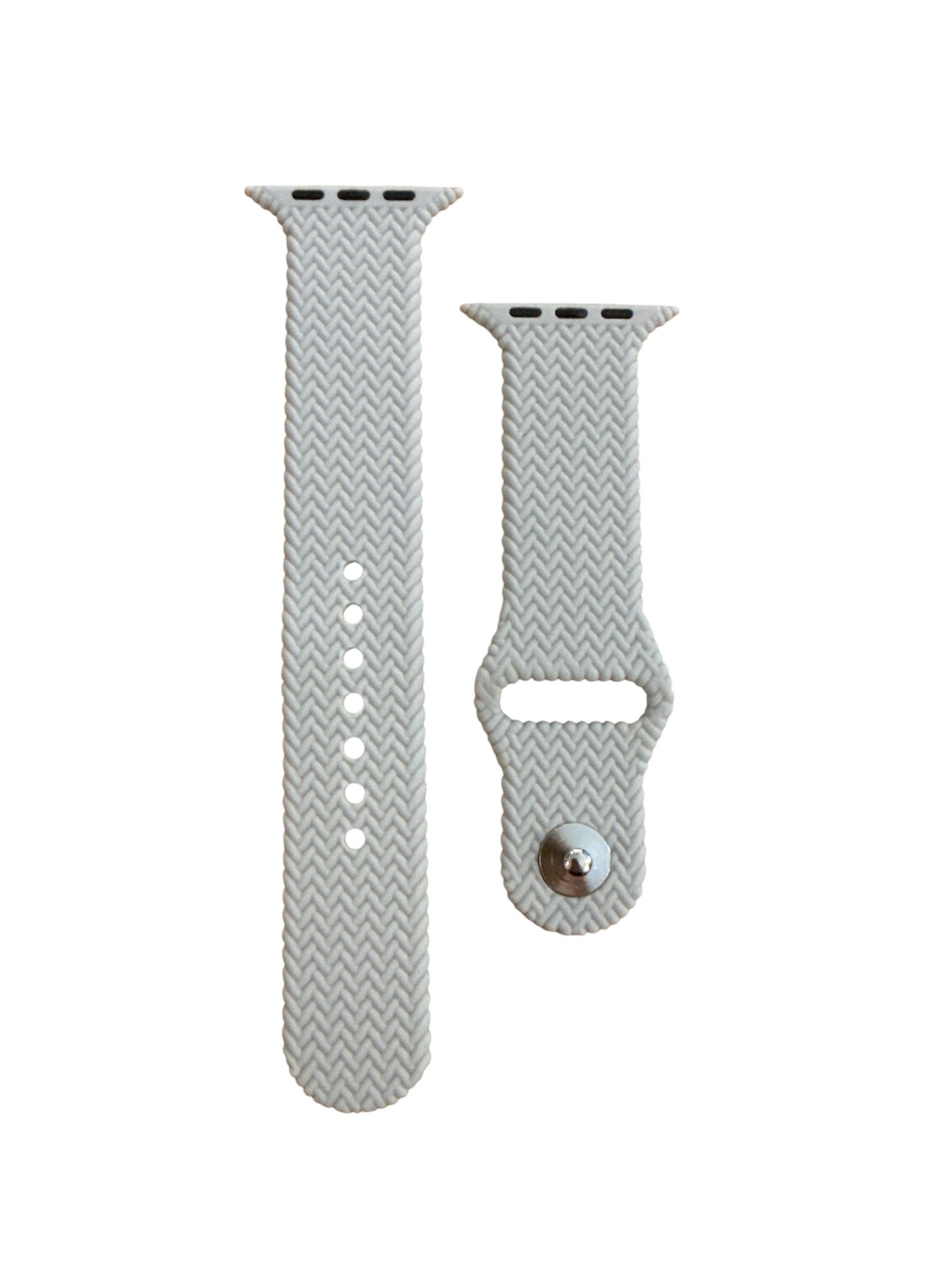 ScHitec 42-49mm Yeni Nesil Apple Uyumlu Hasır Görünümlü Akıllı Saat Kordonu Silikon Beyaz