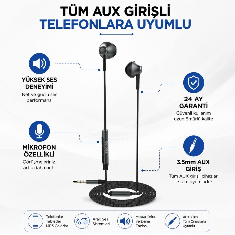 Tecno Rock R2 Kablolu Mikrofonlu Kulaklık Siyah